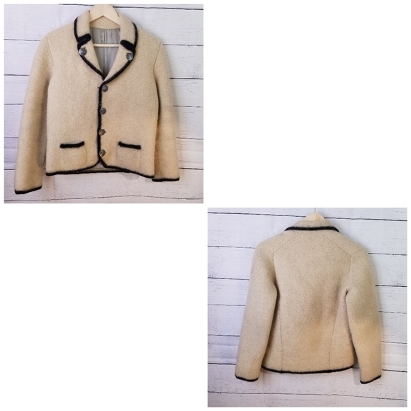 🖤 Vtg Wool Jacket | Cream & Black Trim | Size 8 ✨ - Picture 2 of 8